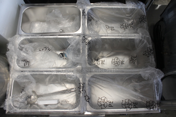 Vevor NB-6V Stainless Steel Commercial Countertop Refrigerated Rail w/ 6 Stainless Steel 1/3x6 Drop In Bins and Lids. 110 Volts, 1 Phase. Tested and Working! - Image 5 of 10