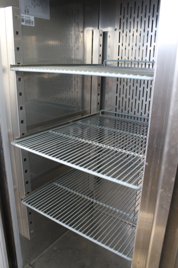 Avantco 178CFD2RR Stainless Steel Commercial 2 Door Reach In Cooler w/ Poly Coated Racks on Commercial Casters. 115 Volts, 1 Phase. Tested and Working! - Image 3 of 6