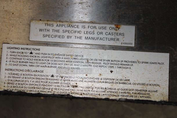 Stainless Steel Commercial Natural Gas Powered 6 Burner Range w/ Oven, Over Shelf and Back Splash on Commercial Casters. - Image 6 of 6