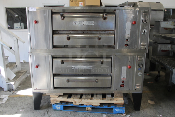 2 Bari MS54 Stainless Steel Commercial Natural Gas Powered Single Deck Pizza Ovens w/ Cooking Stones. 80,000 BTU. 2 Times Your Bid!