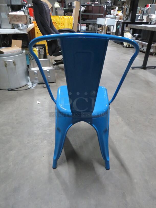 AWESOME Electric Blue Metal Industrial Look Chair. 2XBID. - Image 3 of 3