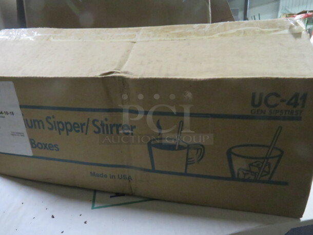One Case Of 10 Boxes Of Cocktail Sipper Straws. 10,000 Total. - Image 1 of 1