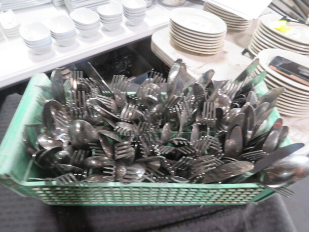 One Flatware Dish Rack Full Of Flatware.  - Image 2 of 2