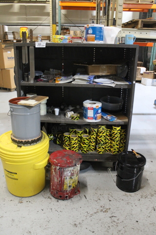 Metal 4 Tier Shelving Unit w/ Contents on Casters.