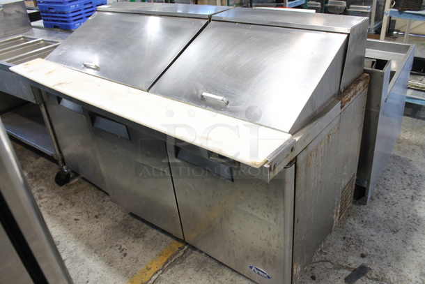 Atosa Stainless Steel Commercial Sandwich Salad Prep Table Bain Marie Mega Top on Commercial Casters. 115 Volts, 1 Phase. - Item #1098124