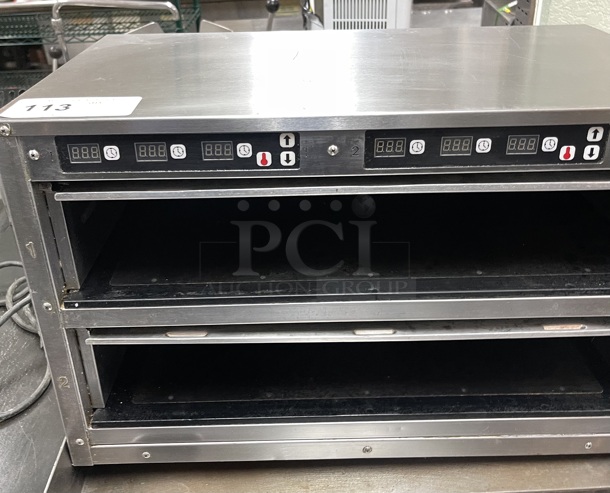 Carter Hoffmann Commercial hot holding box  115 volt Tested and Working Carter-Hoffmann MC212GS-2T 24.38"W Freestanding Warming Unit w/ (2) 18" Compartments, 120v - Image 3 of 8