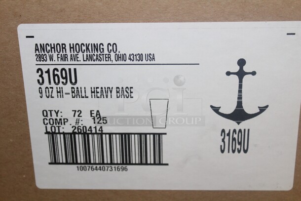 NEW IN BOX! 1 Box (72 Count) Anchor Hocking 9oz Hi Ball Glasses. 72X Your Bid!  - Image 2 of 2