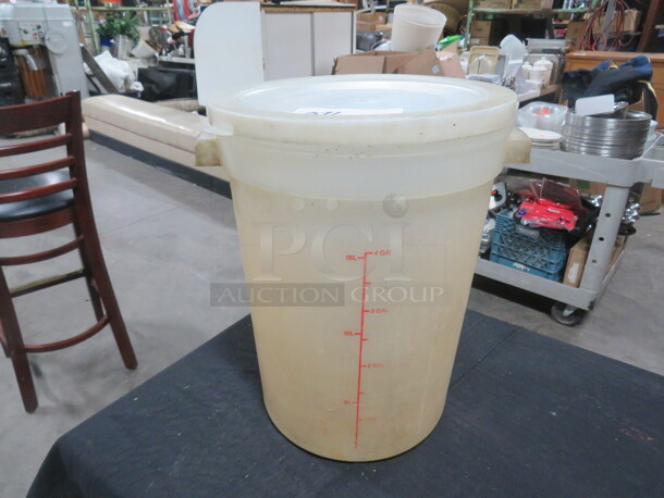 One 4 Gallon Food Storage Container With Lid.