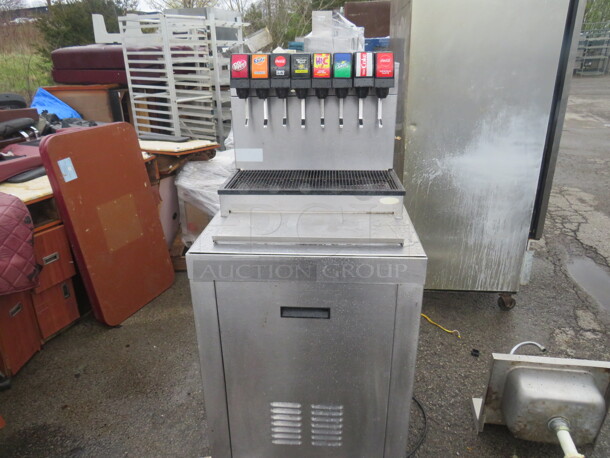 One Cornelius 8 Flavor Soda Dispenser With Ice Well And Key. #CB2323A. 25X25X56