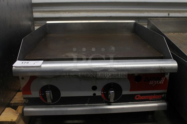 APW Wyott Champion Stainless Steel Commercial Countertop Natural Gas Powered Flat Top Griddle. 