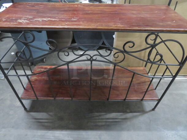 One 2 Shelf Wooden/Metal Bar With Wine Glass Hangers. 61X22X74 - Image 3 of 3