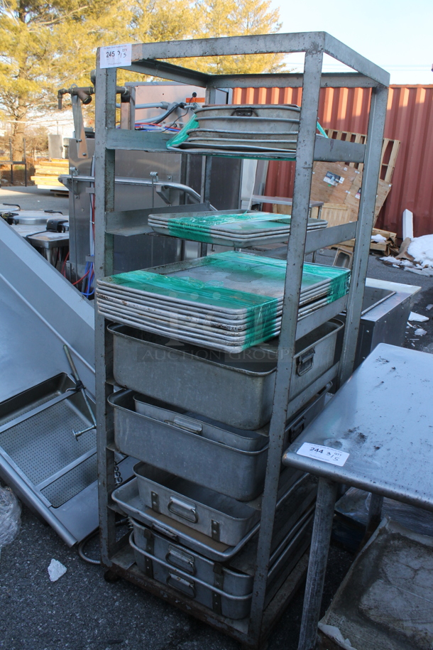 Metal Pan Transport Rack on Commercial Casters w/ Contents. - Image 1 of 4