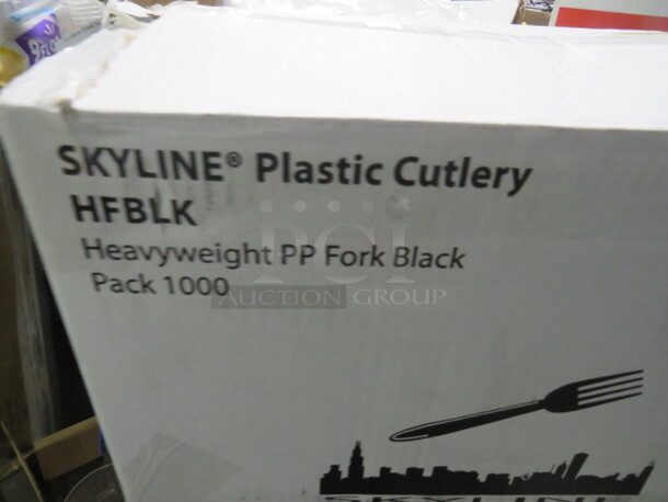 One Opened Case Of ULINE Heavy Weight Black Forks. #HFBLK. 1,000ct.