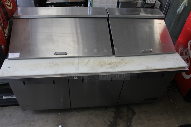 2016 True TSSU-72-30M-B-ST Stainless Steel Commercial Sandwich Salad Prep Table Bain Marie Mega Top. 115 Volts, 1 Phase. Tested and Working!