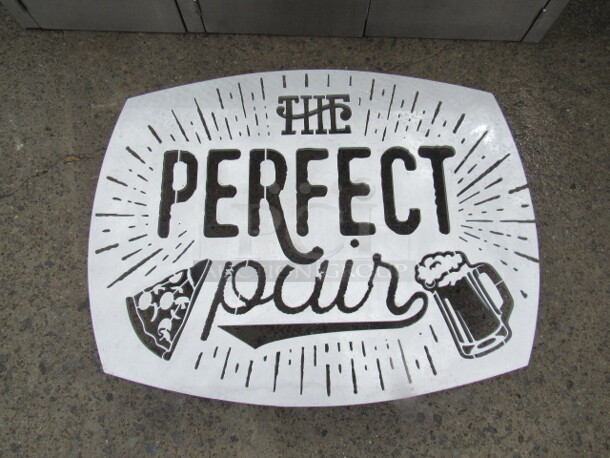 One ALUMINUM Wall Hanging Cutout Sign, THE PERFECT PAIR. 35.5X27.5 - Image 2 of 4
