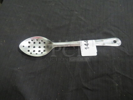 One Stainless Steel Slotted Spoon.