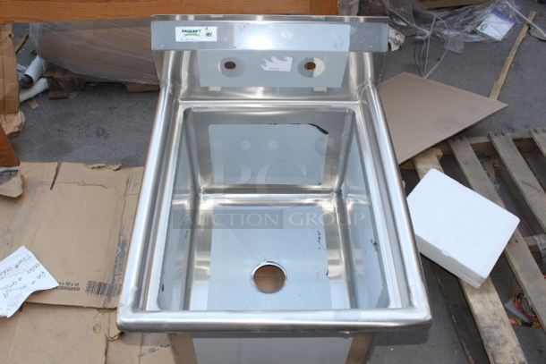 BRAND NEW SCRATCH & DENT! Regency 23" 16 Gauge Stainless Steel One Compartment Commercial Sink - 18" x 24" x 14" Bowl - Sink component only.  - Image 5 of 6