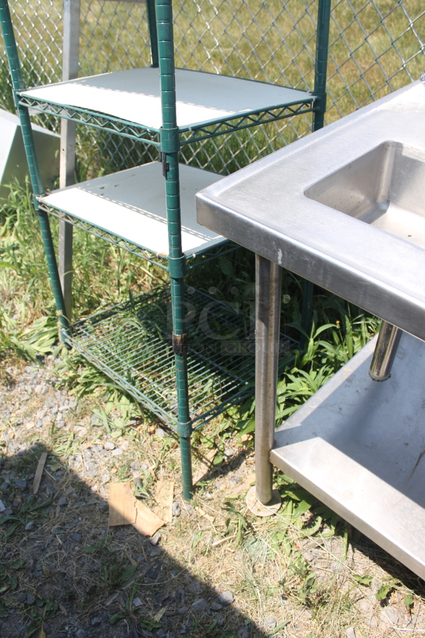 Green Open Utility Shelf With Metro Style Shelving With Additional Shelf Covers. BUYER MUST DISMANTLE. PCI CANNOT DISMANTLE FOR SHIPPING. PLEASE CONSIDER FREIGHT CHARGES. - Image 5 of 5