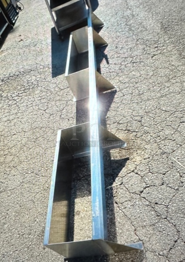 One Stainless Steel Multi Use Shelf With 2 Overshelves, And 5 Brackets. 148X12X19 - Image 1 of 2