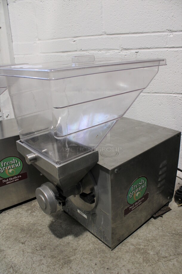 2014 Olde Tyme Model PN2 Stainless Steel Commercial Countertop Single Hopper Peanut Butter Mill Nut Grinder. 115 Volts, 1 Phase. 11x21x21. Tested and Working!