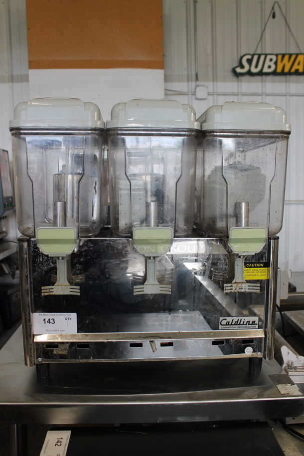 Coldline Royal-3P Stainless Steel Commercial Countertop 3 Hopper Refrigerated Beverage Machine. 120 Volts, 1 Phase. Tested and Does Not Power On - Image 1 of 5