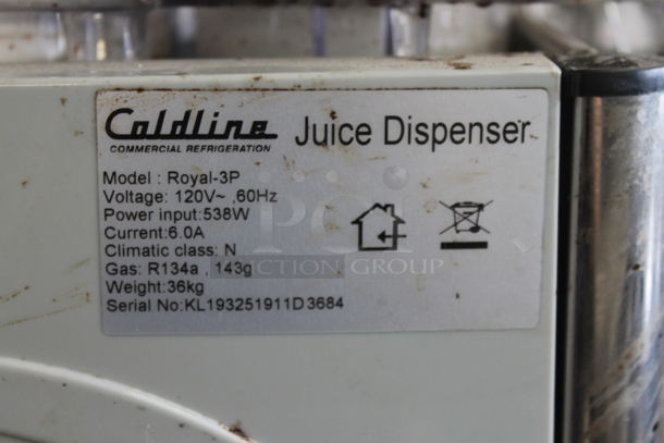 Coldline Royal-3P Stainless Steel Commercial Countertop 3 Hopper Refrigerated Beverage Machine. 120 Volts, 1 Phase. Tested and Does Not Power On - Image 5 of 5