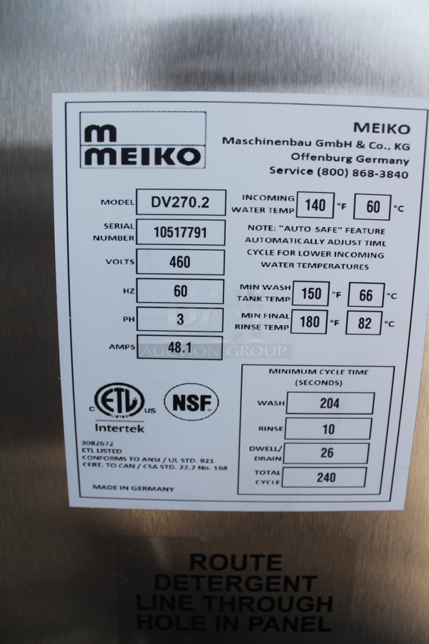 BRAND NEW! Meiko DV270.2 Stainless Steel Commercial High Temperature Hi Temp Pot and Pan Washer w/ Built In Booster. 460 Volts, 3 Phase. Stock Picture Used As Gallery Picture - Image 6 of 12