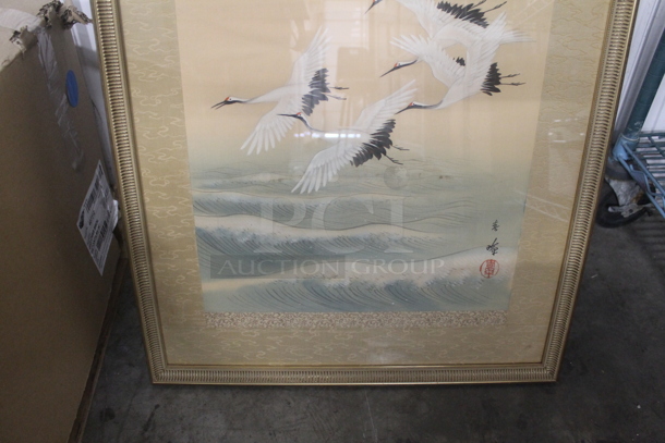 Framed Picture of Birds and Sun Over The Ocean. - Image 4 of 7