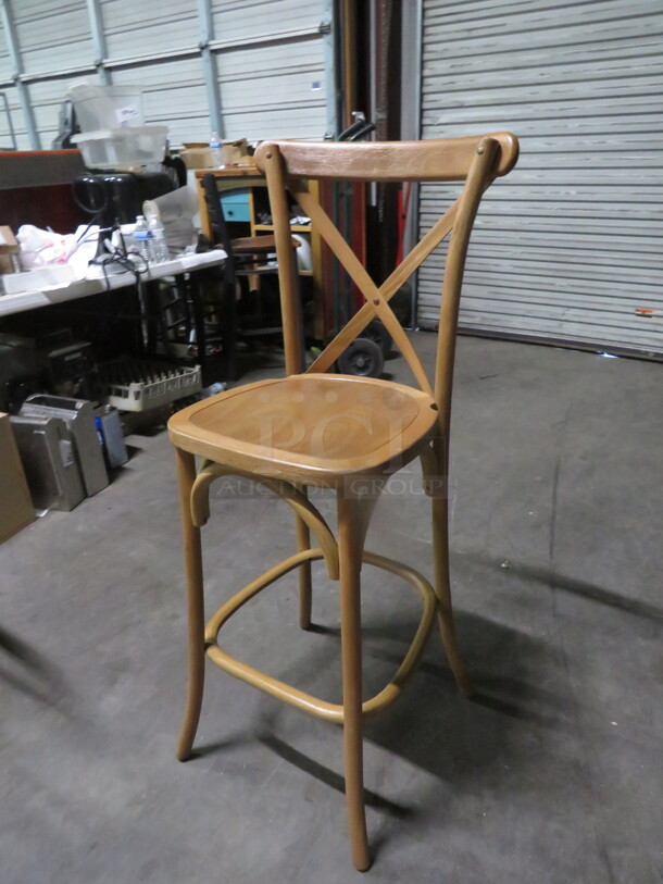 Wooden Bar Height Chair With Footrest. 2XBID - Image 2 of 2