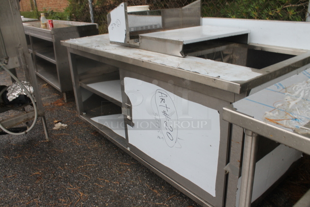 BRAND NEW SCRATCH AND DENT! Stainless Steel Commercial Counter w/ Cut Out, Back Splash, Under Shelves and Door.  - Image 3 of 6