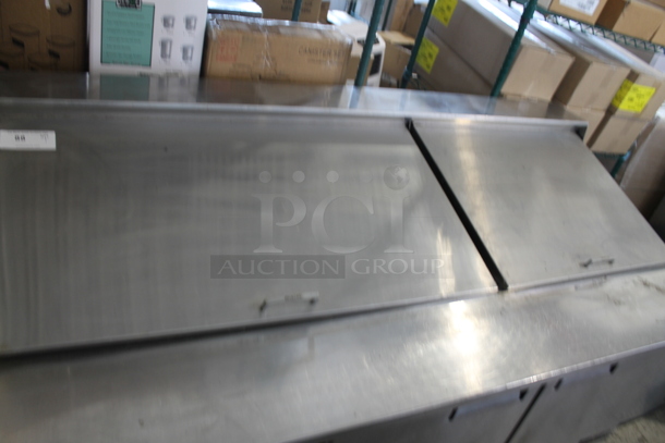 Everest EPBR3 Stainless Steel Commercial Sandwich Salad Prep Table Bain Marie Mega Top on Commercial Casters. 115 Volts, 1 Phase. Tested and Powers On But Does Not Get Cold - Image 3 of 12