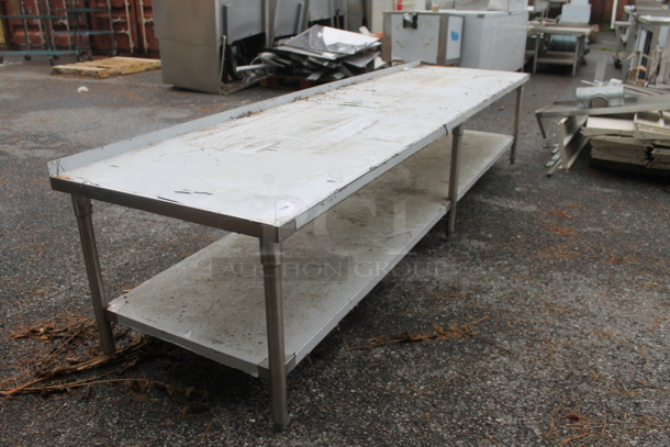 BRAND NEW SCRATCH AND DENT! Stainless Steel Commercial Equipment Stand w/ Back Splash and Under Shelf. - Image 2 of 3