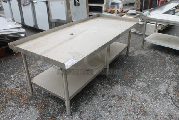 BRAND NEW SCRATCH AND DENT! Stainless Steel Commercial Equipment Stand w/ Back Splash and Under Shelf. - Image 2 of 3