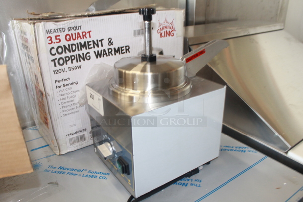 BRAND NEW IN BOX! Carnival King 382HSPW35 Stainless Steel Commercial Countertop 3.5 Quart Food Warmer w/ Pump. 120 Volts, 1 Phase. Tested and Working! - Image 2 of 7