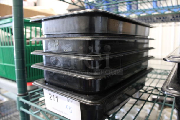 ALL ONE MONEY! Lot of 5 Black Poly 1/3 Size Drop In Bins! 1/3x2 - Image 2 of 3