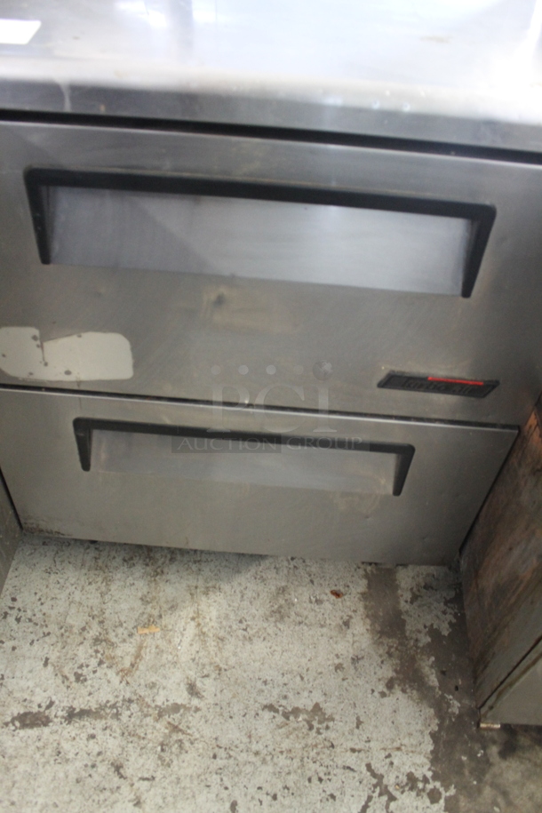Turbo Air TUR-28SD-D2 Stainless Steel Commercial 2 Drawer Undercounter Cooler on Commercial Casters. 115 Volts, 1 Phase. Tested and Working! - Image 3 of 7