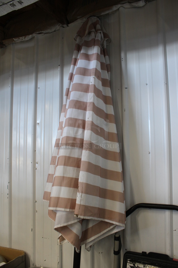 Brown and White Patio Umbrella. 92" - Image 2 of 4