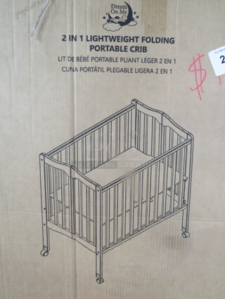 One NEW Dream On Me Pebble Gray 2 N 1 Portable Crib.