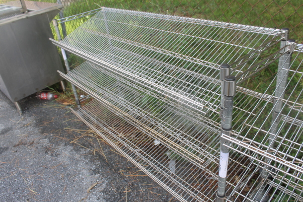 Chrome Finish 3 Tier Wire Shelving Unit on Commercial Casters. BUYER MUST DISMANTLE. PCI CANNOT DISMANTLE FOR SHIPPING. PLEASE CONSIDER FREIGHT CHARGES. - Image 3 of 5