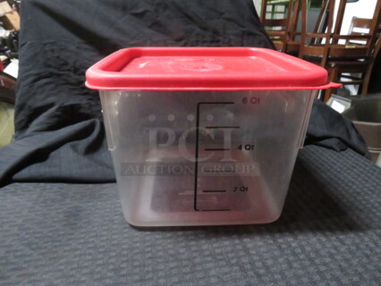 One 6 Quart Food Storage Container With Lid. 