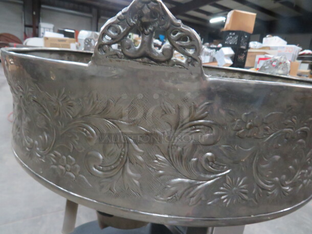 One 22X8 Decorative Round Silver plated Serving Tray/Bowl. - Image 2 of 2