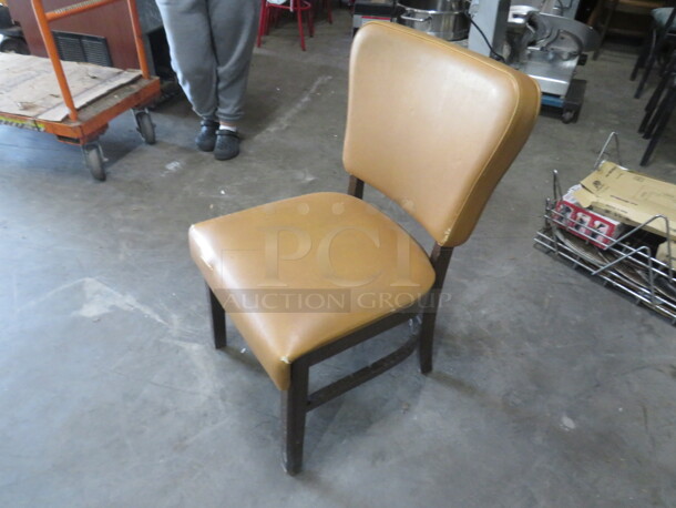 Wooden Chair With Brown Cushioned Seat And Back. 2XBID - Image 2 of 3