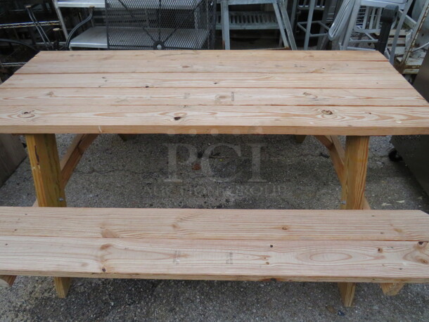 One Wooden Picnic Table. 71X59X29 - Image 2 of 2