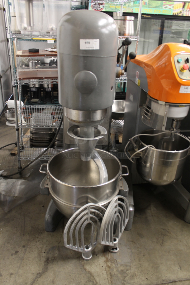 Hobart M-802 Metal Commercial Floor Style 80 Quart Planetary Dough Mixer w/ Stainless Steel Mixing Bowl, Dough Hook and 2 Paddle Attachments. 208 Volts, 3 Phase. - Image 2 of 7