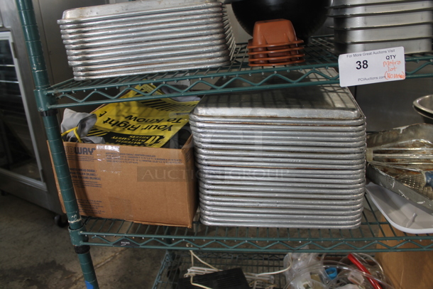 ALL ONE MONEY! Metro Lot of Various Items Including Metal Half Size Baking Pans, Stainless Steel Drop In Bins, Poly Trays. Does Not Include Shelving Unit. - Image 8 of 11