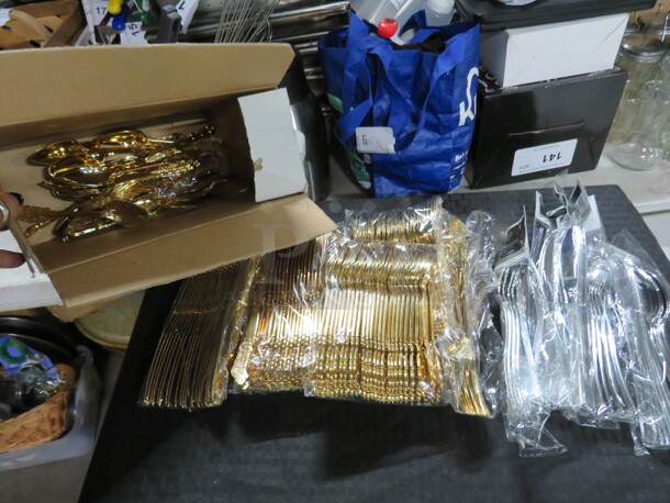 One Lot Of NEW Gold/Silver Poly Cutlery. - Image 1 of 3