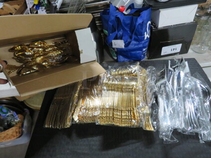 One Lot Of NEW Gold/Silver Poly Cutlery.