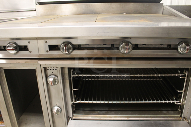 Jade Commercial Stainless Steel Heavy Duty Natural Gas Powered Range With Griddle Top And Standard Oven With Steel Racks On Commercial Casters. - Image 4 of 8