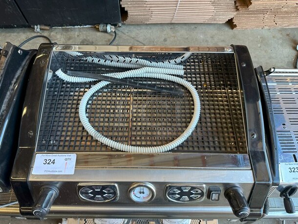 2021 TETIDE/TECNICA Stainless Steel Commercial Countertop 2 Group Espresso Machine w/ 2 Portafilters and Steam Wand. 230 Volts, 1 Phase.  - Image 2 of 5