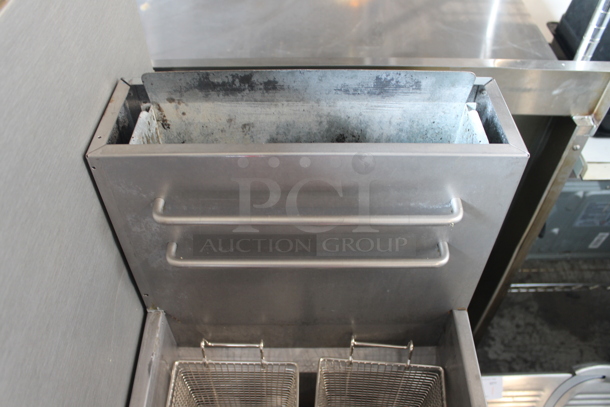 Standard Range SR-F4-LP Stainless Steel Commercial Floor Style Propane Gas Powered Deep Fat Fryer w/ 2 Metal Fry Baskets on Commercial Casters. 120,000 BTU. - Image 2 of 10